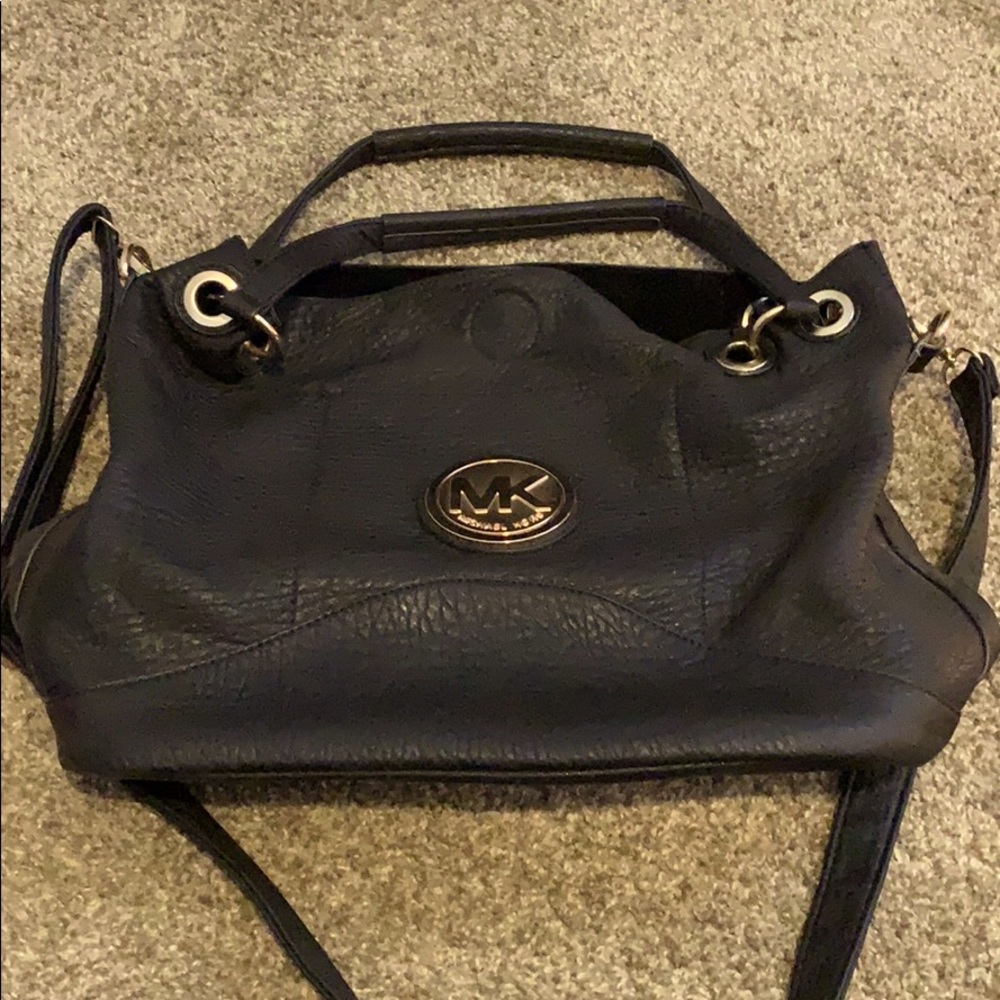 Michael Kors black large purse with gold accents